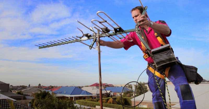 technician performing a professional antenna installation in Joondalup near Perth