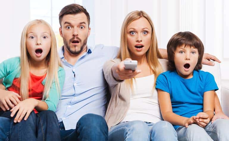 joondalup family watching pay tv.