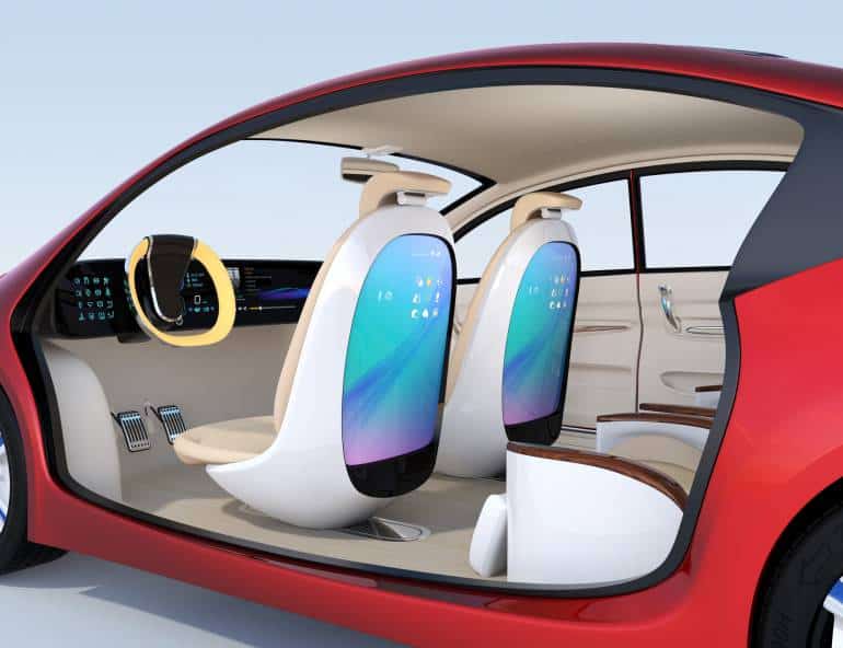 self-driving cars of the future with new forms of entertainment and advertising