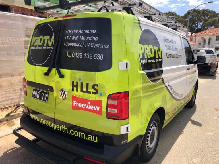 the Pro TV Perth van on-site in Connolly next to Joondalup