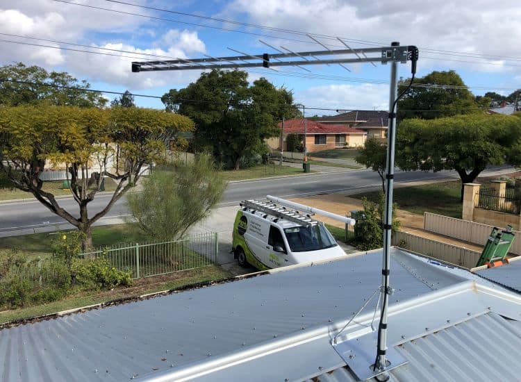 fracarro log antenna installed on roof