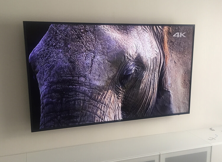 TV Mounted with cables hidden in wall