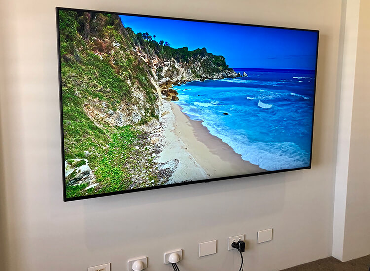 TV Mounted with cables hidden in wall