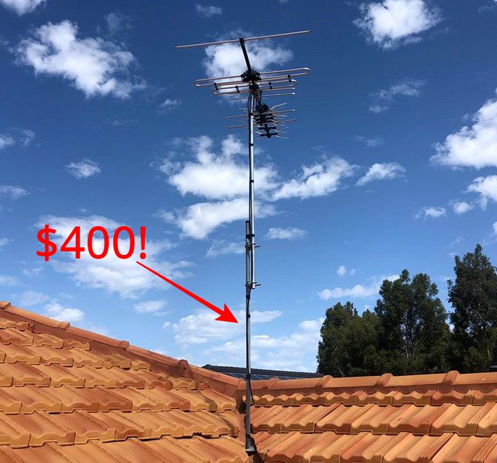 Tapping customer charged $400 for an extension pole and still had bad reception!