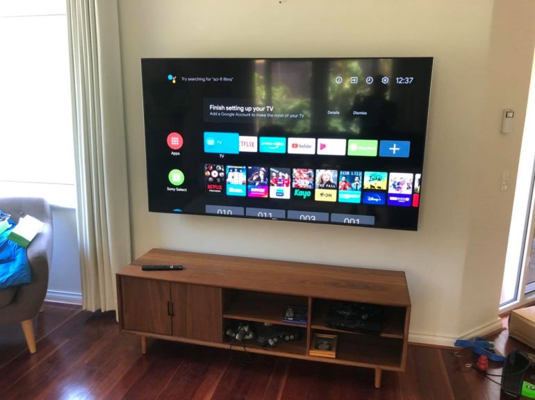 Sony 75” now mounted correctly... happy TV and customer!