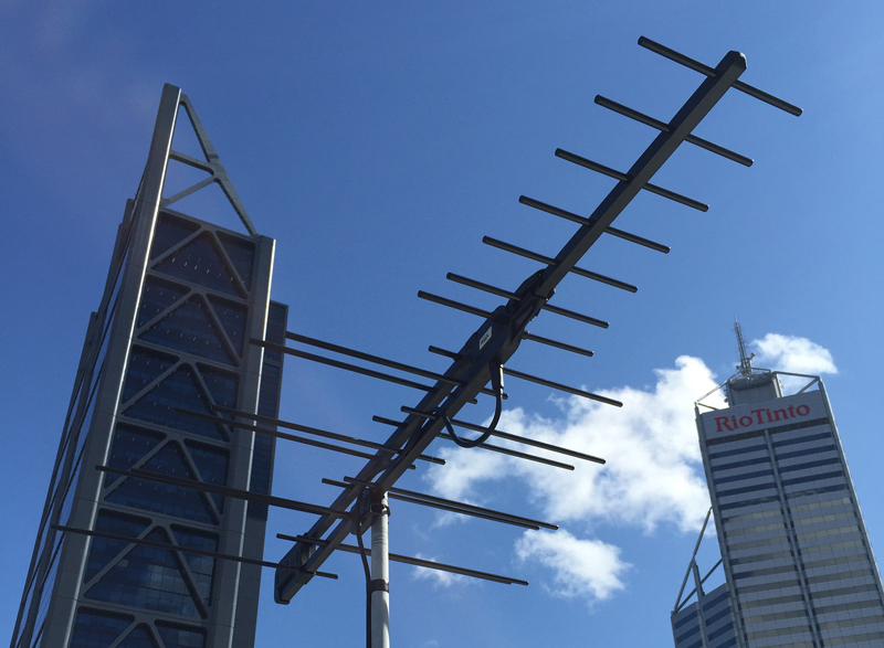 Commercial TV Antenna in Perth City Skyline