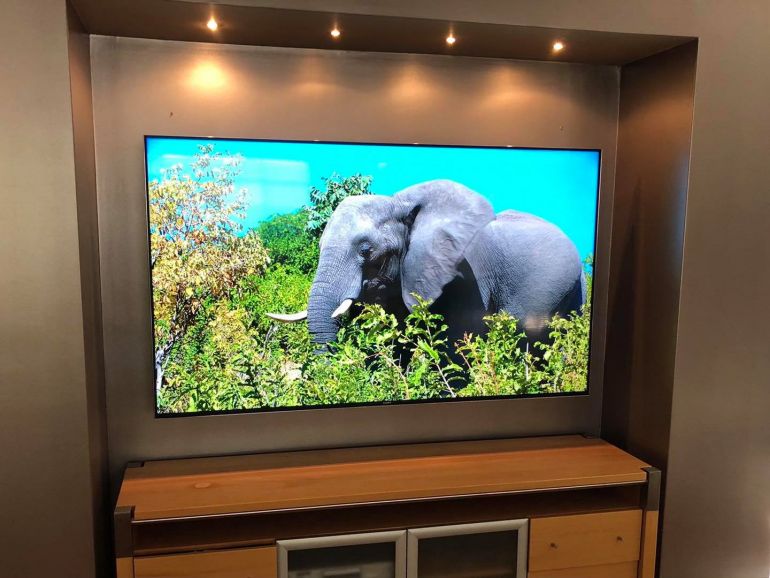TV mounted in a recessed wall in Hillarys north of Perth.