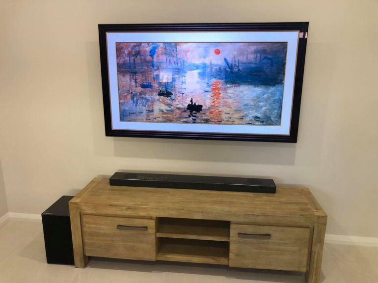 Newly wall mounted TV in Yokine using the punch through cable solution.