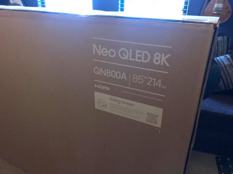 samsung neo qled 8k in it's box