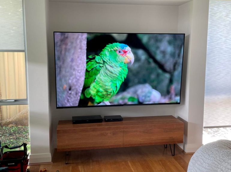 Wall mounted Sony 83” OLED XR TV