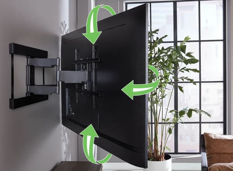 showing swivel capabilities of sanus tv bracket