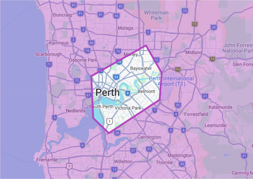 Perth Inner Area Map of TV Antenna and TV Installations in Perth