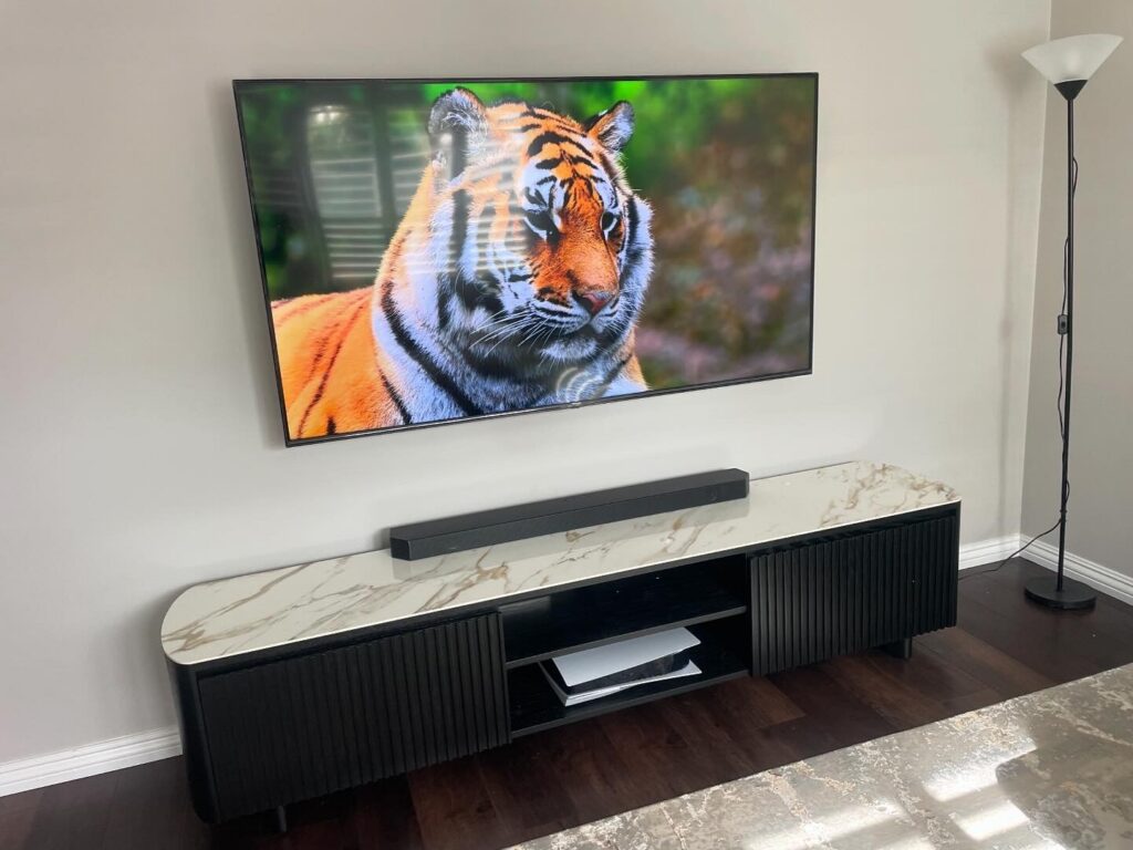 TV installed with hidden cables on a cavity wall