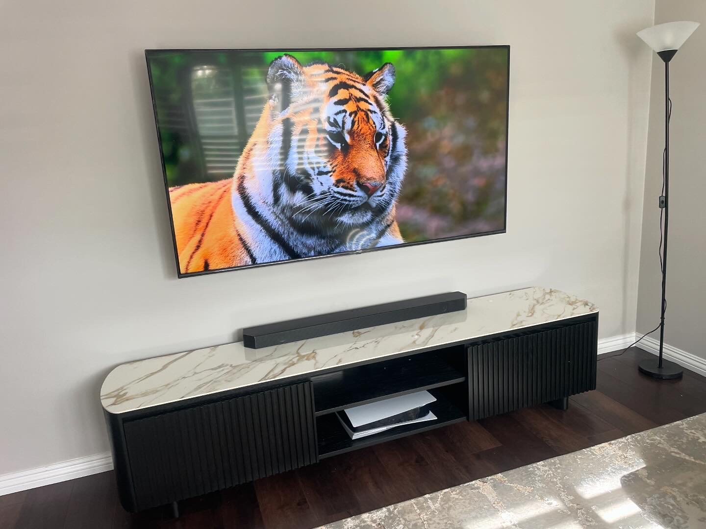 TV installed with hidden cables on a cavity wall