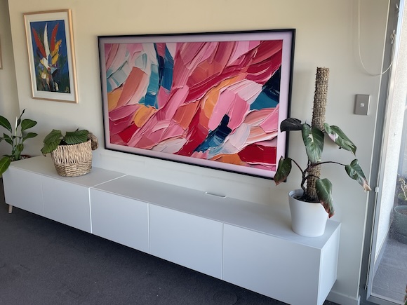 Frame TV mounted on Gyprock wall